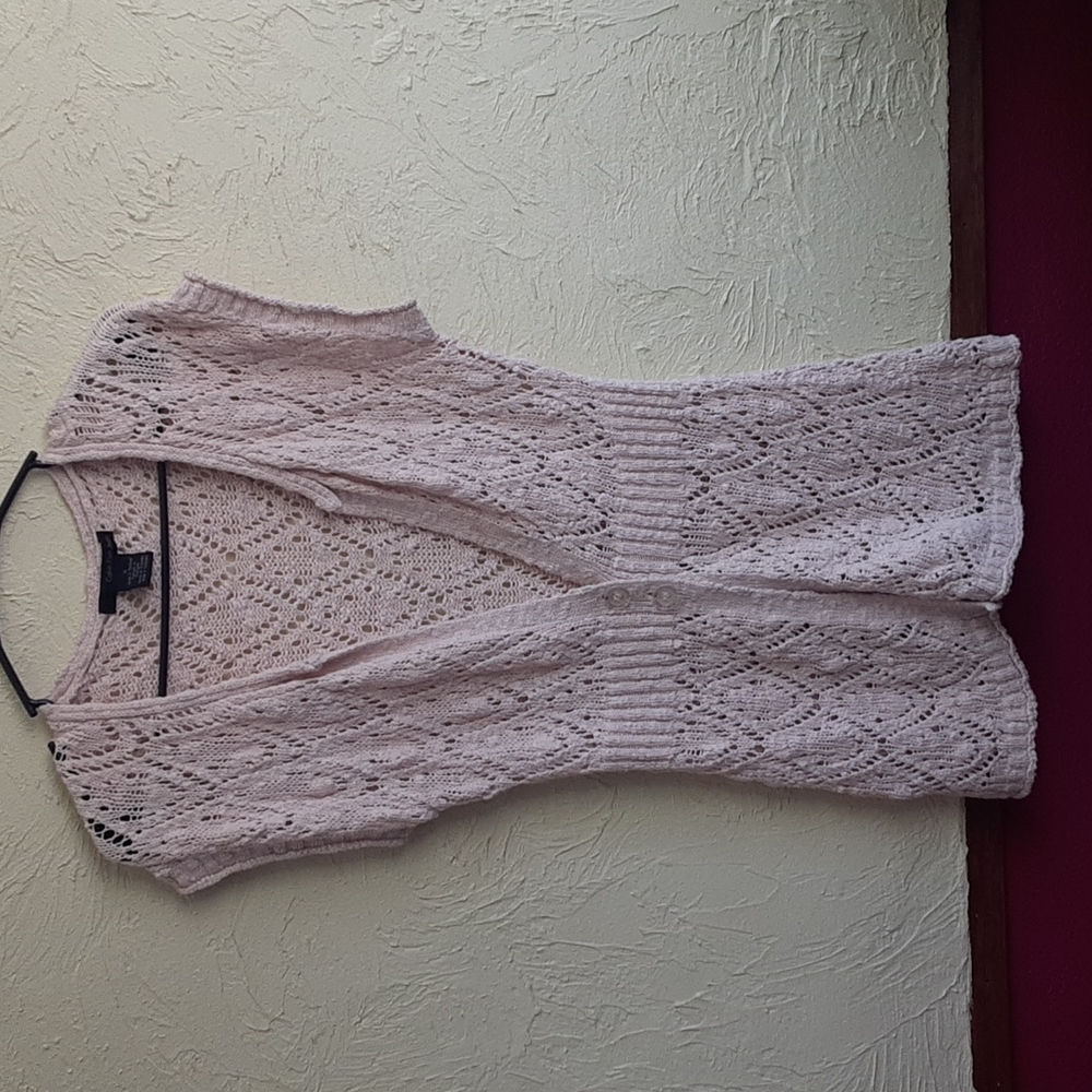Calvin Klein long sweater cardigan vest with buttons. Size M. Beige